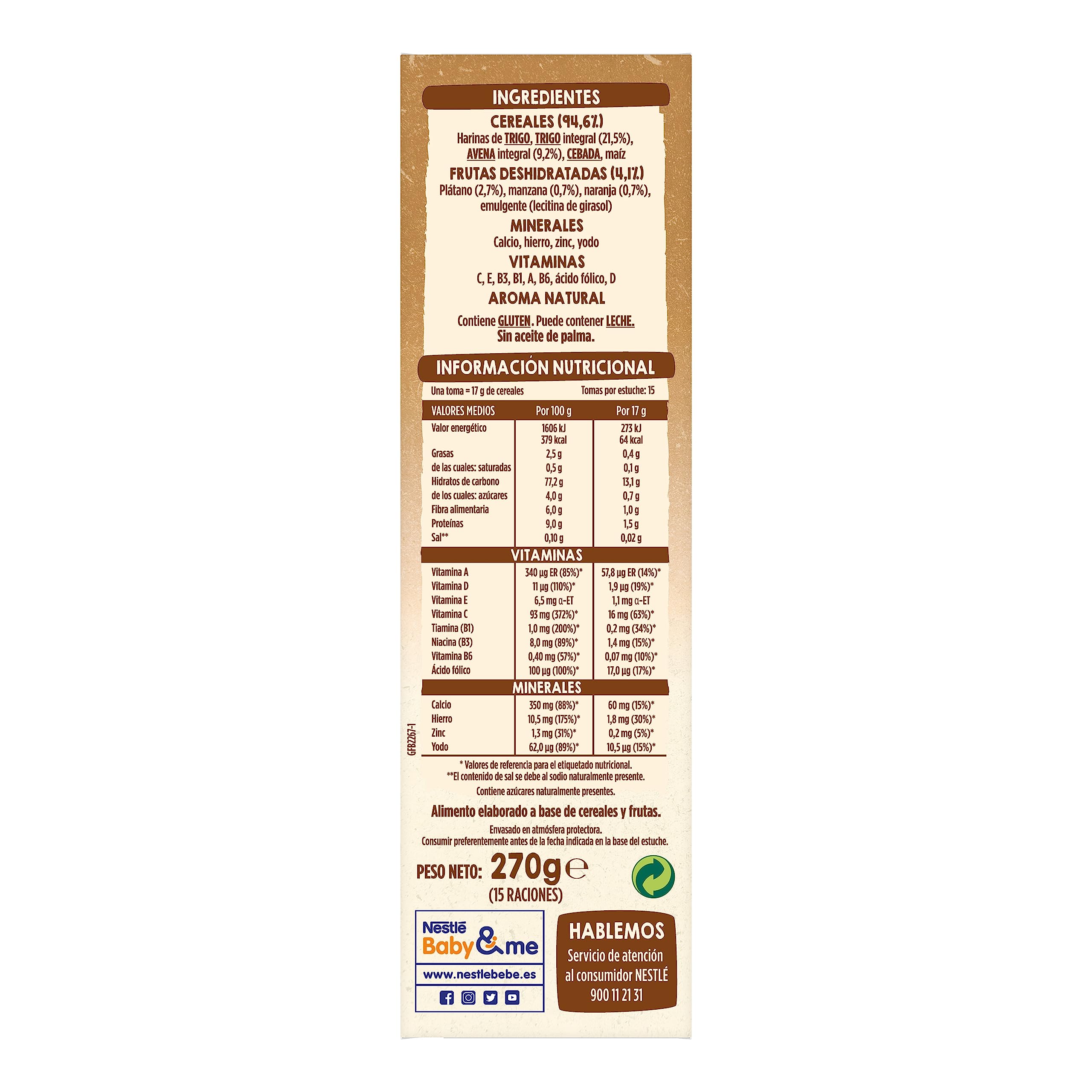 Nestlé Papilla de Cereales Multicereales con Frutas 6 meses 6 x 270 g