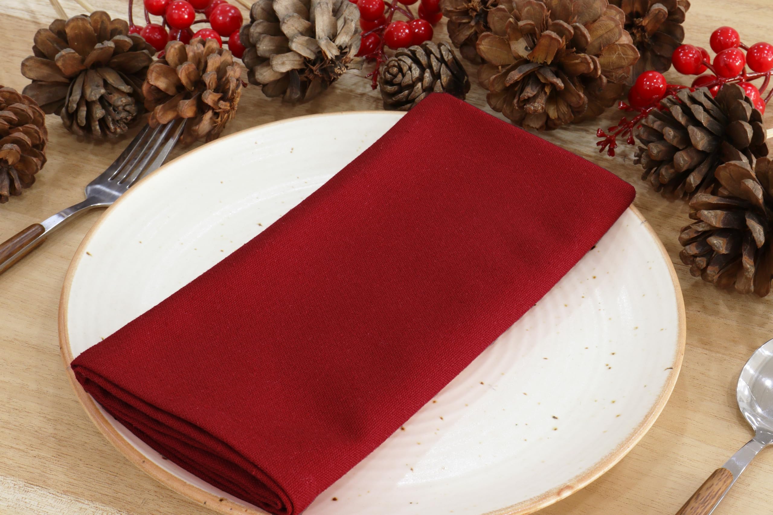 Lot De 12 Serviettes De Table Rouges En Tissu 100 % Coton 45,7 Cm Pour Décoration De Table Du 4 Juillet, Fête D'été, à Utiliser Avec Une Nappe Blanche Ou Rouge