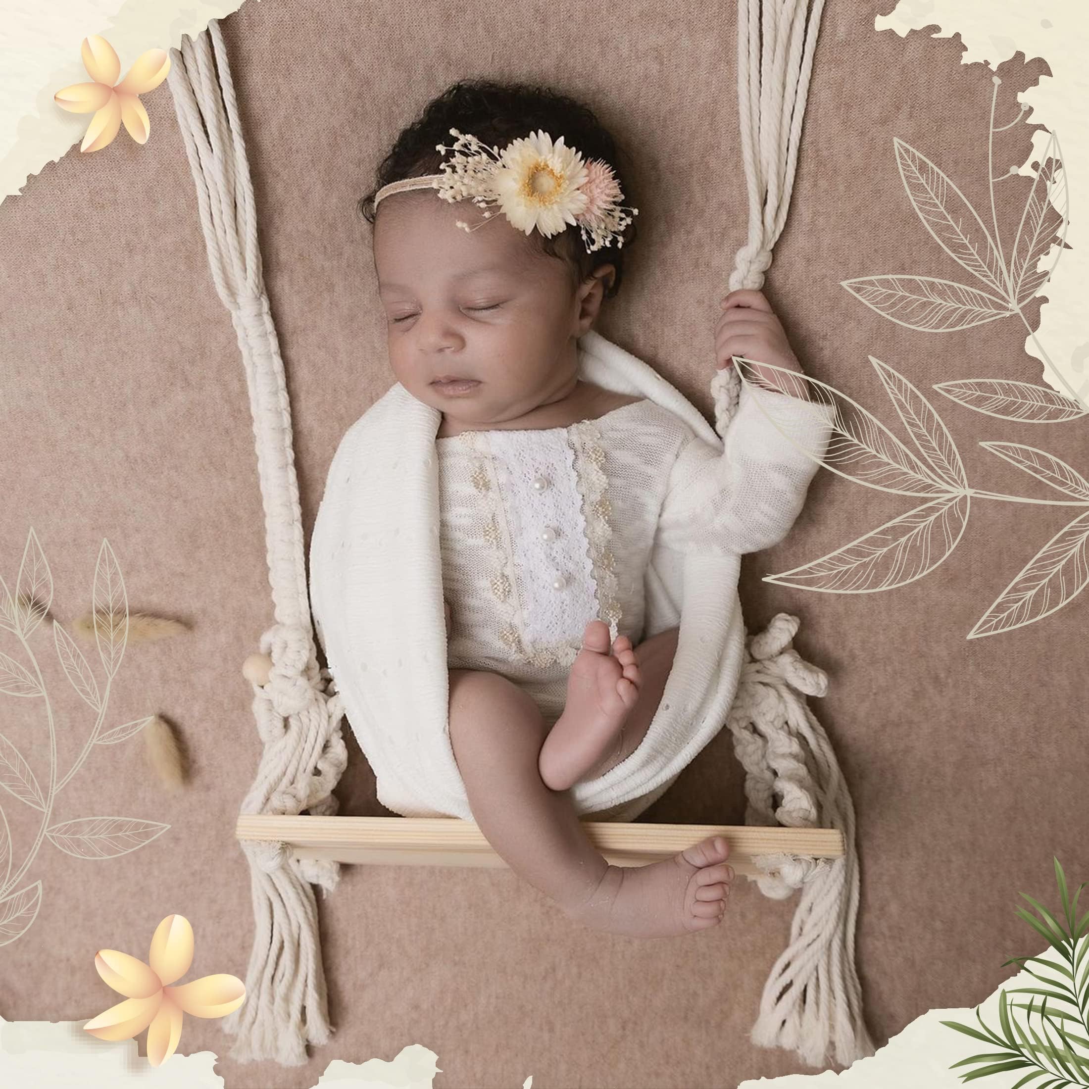 Balançoire pour Bébé Nouveau-Né - Balançoire en Bois, Petite Balançoire en Bois, Accessoires de Séance Photo pour Bébé, Accessoires de Studio