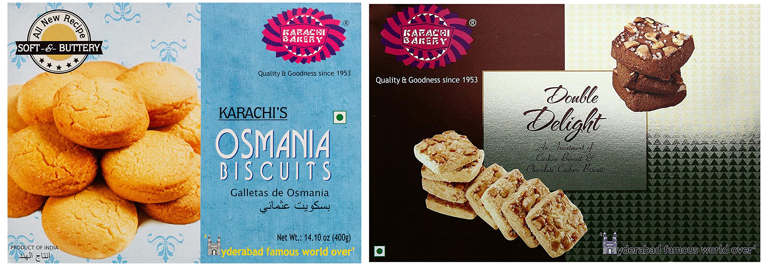 Karachi Bakery Osmania Biscuits, 400 Gram & Double Delight With Chocolate And Cashew, 400 Gram (B09VGGL9ZP) Amazon Price History, Amazon Price Tracker