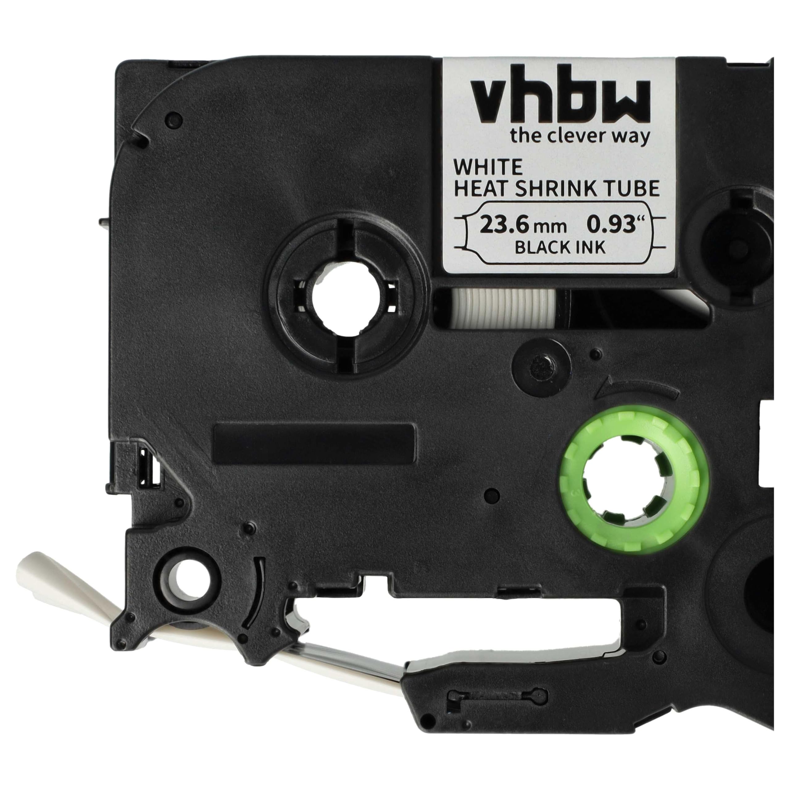 vhbw 5x taśmy kompatybilne z Brother P-Touch PT-9800PCN drukarka etykiet 1,5 m x 23,6 mm Czarny na białym, kaseta z tuleją termokurczliwą