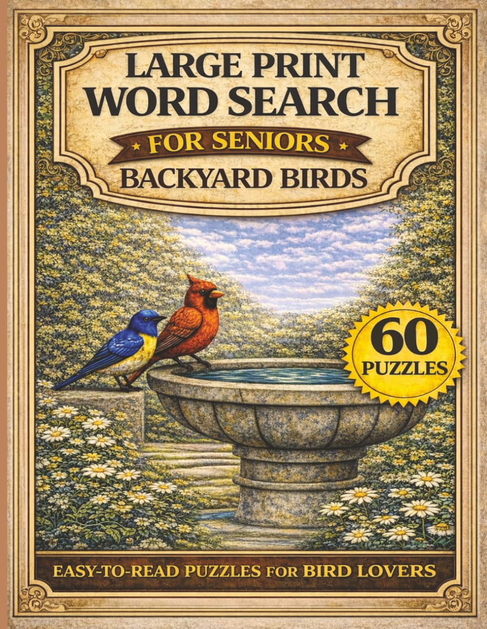 Large Print Word Search for Seniors: Backyard Birds