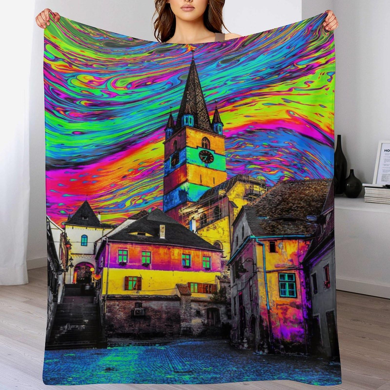 Couverture Polaire Flannel Paysage de Rêve pour Lit 180x200cm