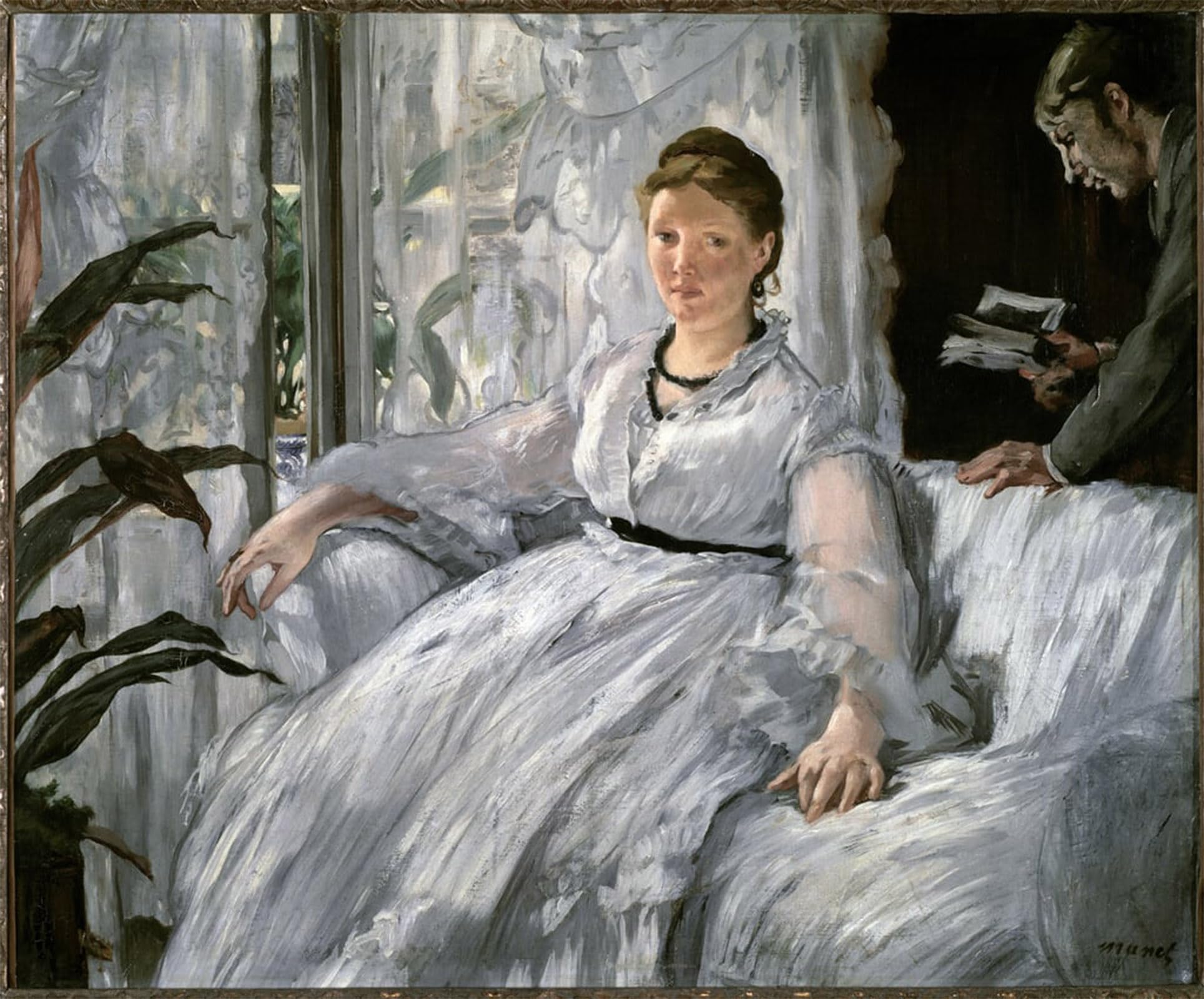 POSTERIIk Vintage Classic Picture Landscape Artwork Reading by Edouard Manet Portrait Canvas Painting for Office Home Decor 60x90cm