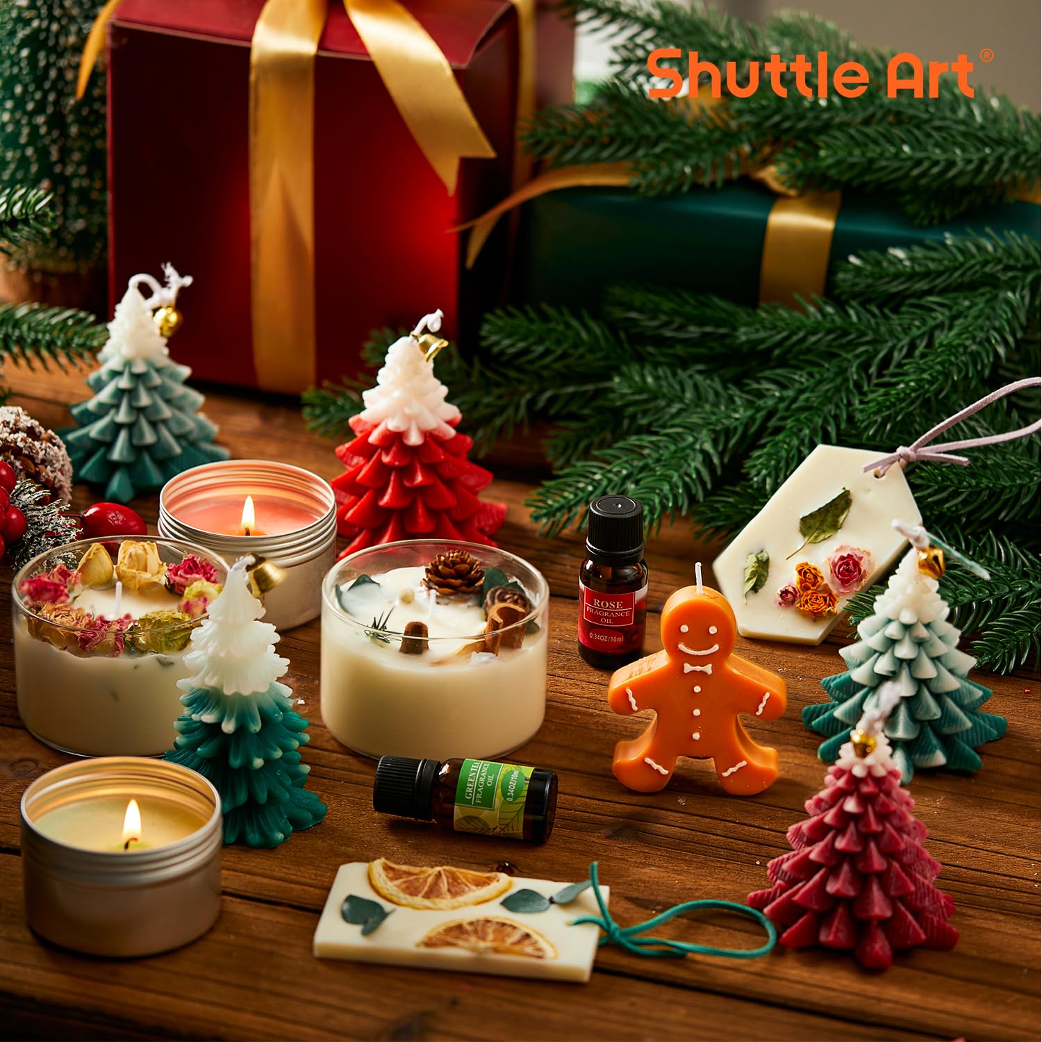 Shuttle Art DIY kit Candele fai da te fornitura con barattoli di candele, cera di soia, candelline, tinture a colori