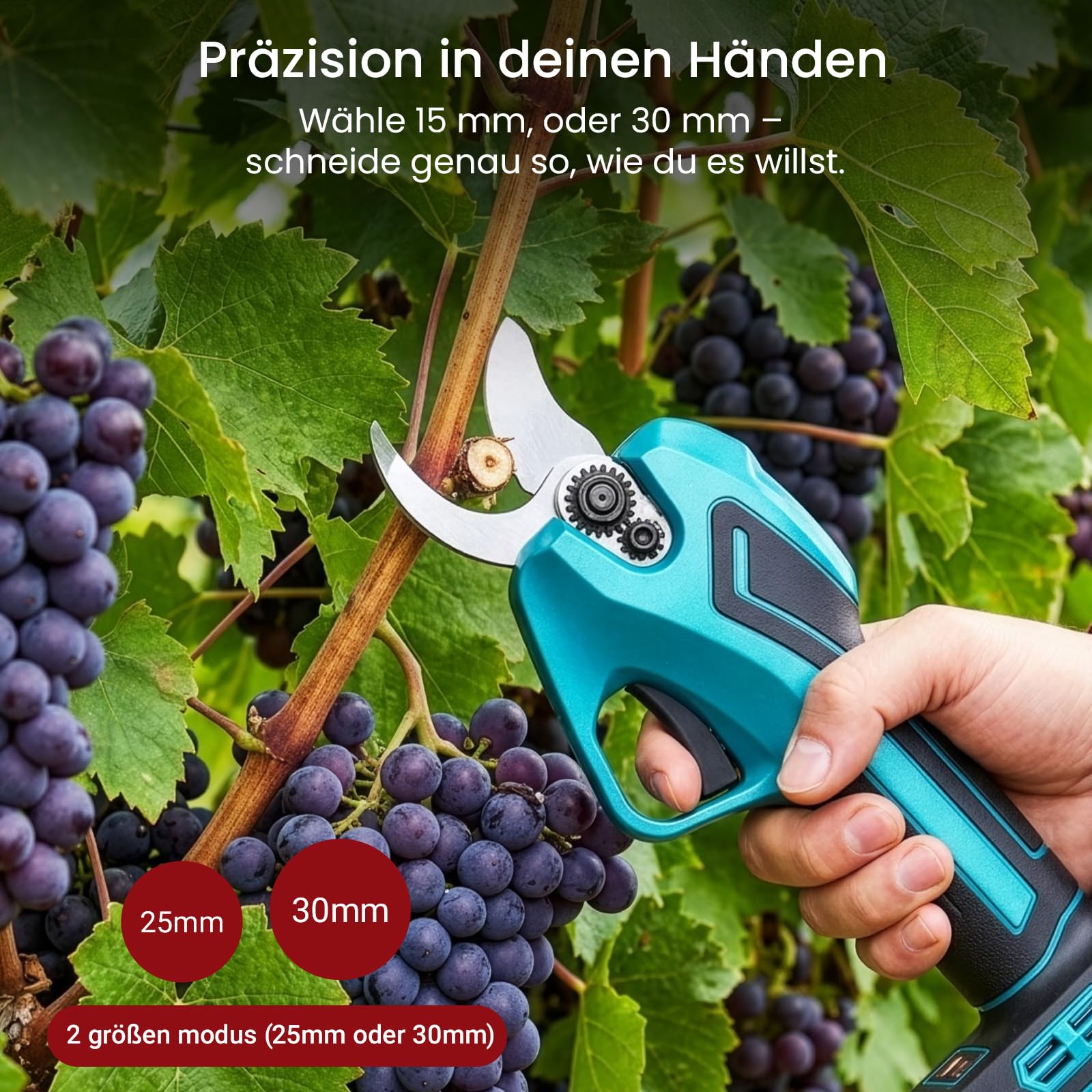 Akku Astschere 25/30MM Elektrische Gartenschere Kabellos für Makita mit LCD Anzeige, Leistungsstark Leise, Professionelle Bürstenlose Gartenschere für Zweige, Sträucher, Stämme (Ohne Teleskopstange)