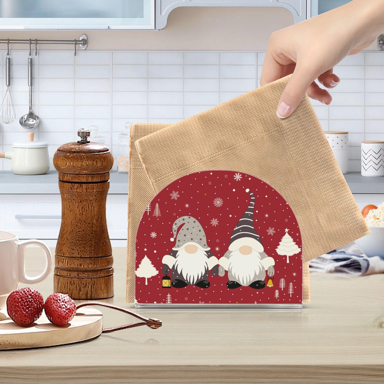 Kleine Weihnachtswichtel Serviettenhalter Aus Acryl – Für Tisch, Küche, Bar, Hält 50–60 Servietten