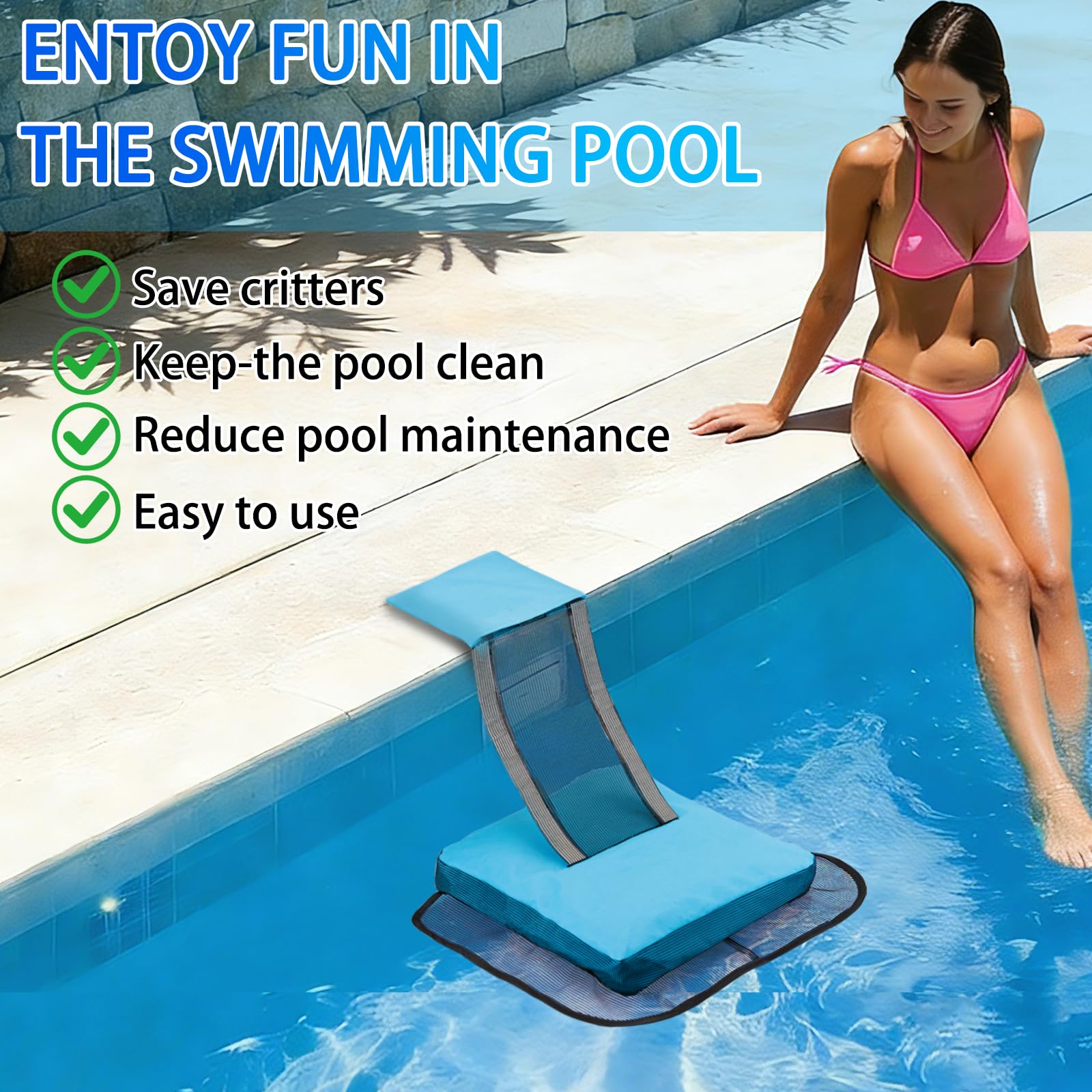 Pool-Tierrettungsrampe, Pool-Froschretter, Tierretter für Schwimmbadtiere, Rettung für Kröten, Frösche, Eidechsen, Enten, Schlangen, Mäuse, 2er-Pack
