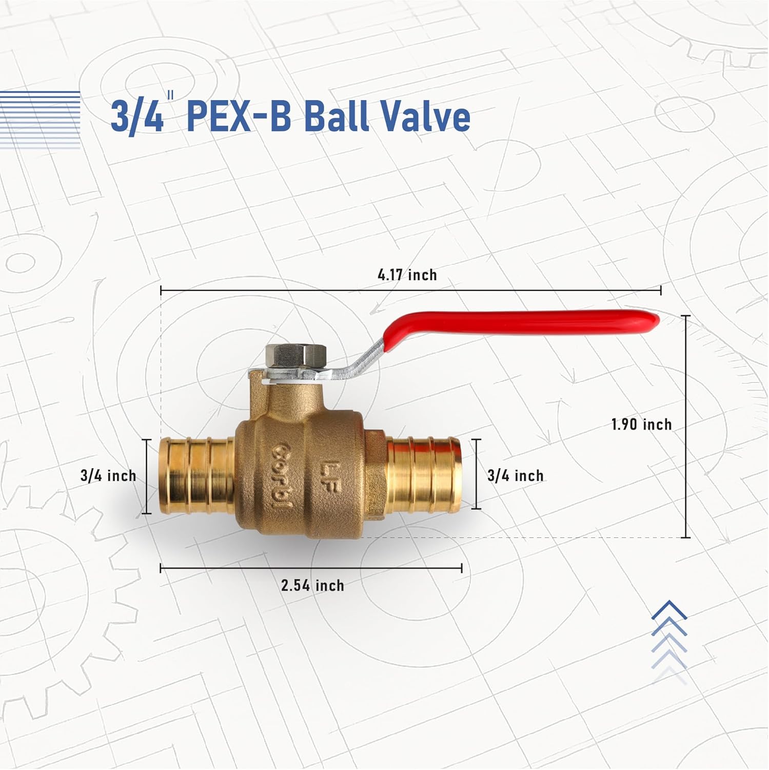 3/4 INCH PEX-B Ball Valves (10-Pack), Lead-Free Brass Full Port Shut-Off Valve for PEX A/B/C Tubing, Compatible with Crimp & Clamp Rings – NSF & UPC Certified, Corrosion Resistant for Hot & Cold Water