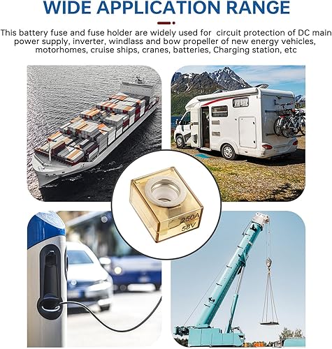 Miniatura 4 de BOJACK Fusible de terminal 60A Fusible de batería de clasificación marina (MRBF) 58V CC Max IP66 impermeable para la protección del circuito de