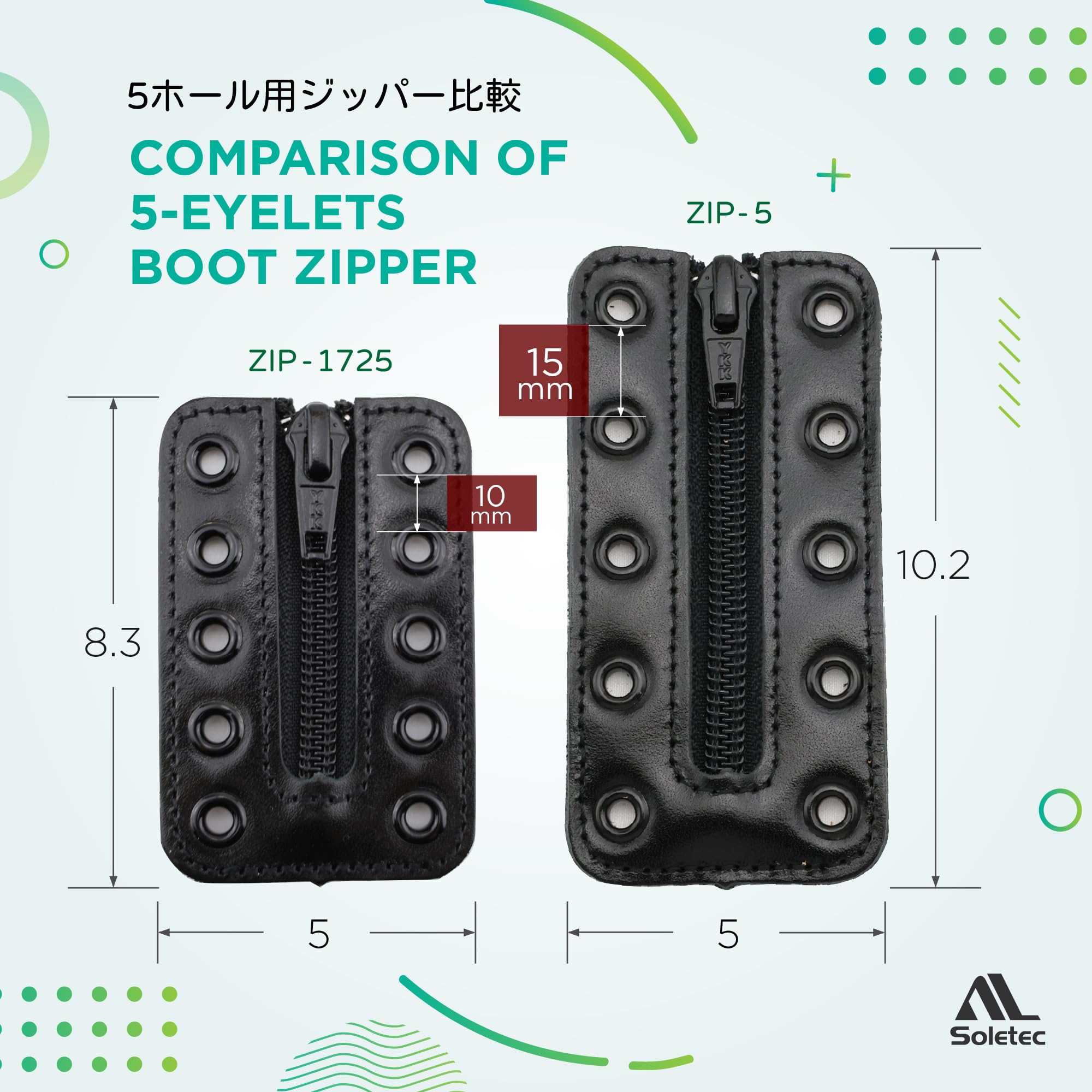 Amazon.co.jp: [Soletec] ソレテック 本革製 手作り 5穴付き ジッパー