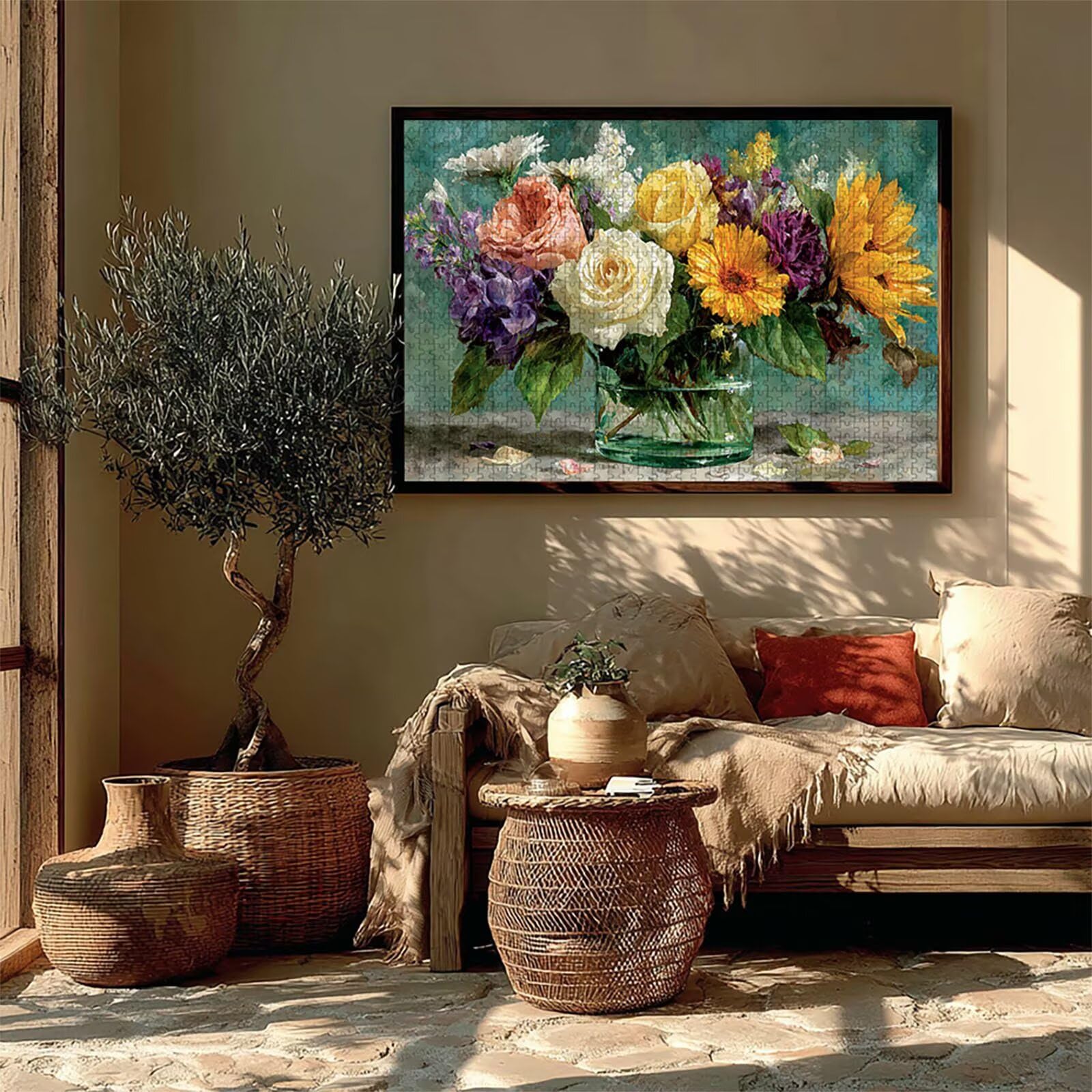 Drewniany wazon Puzzle 5000 sztuk dla dorosłych z kompaktowym pudełkiem 156 x 105 cm, wyzwanie puzzle, DIY kreatywne gry logiczne dla mężczyzn kobiet, dekoracja lato prezent, 8-2756