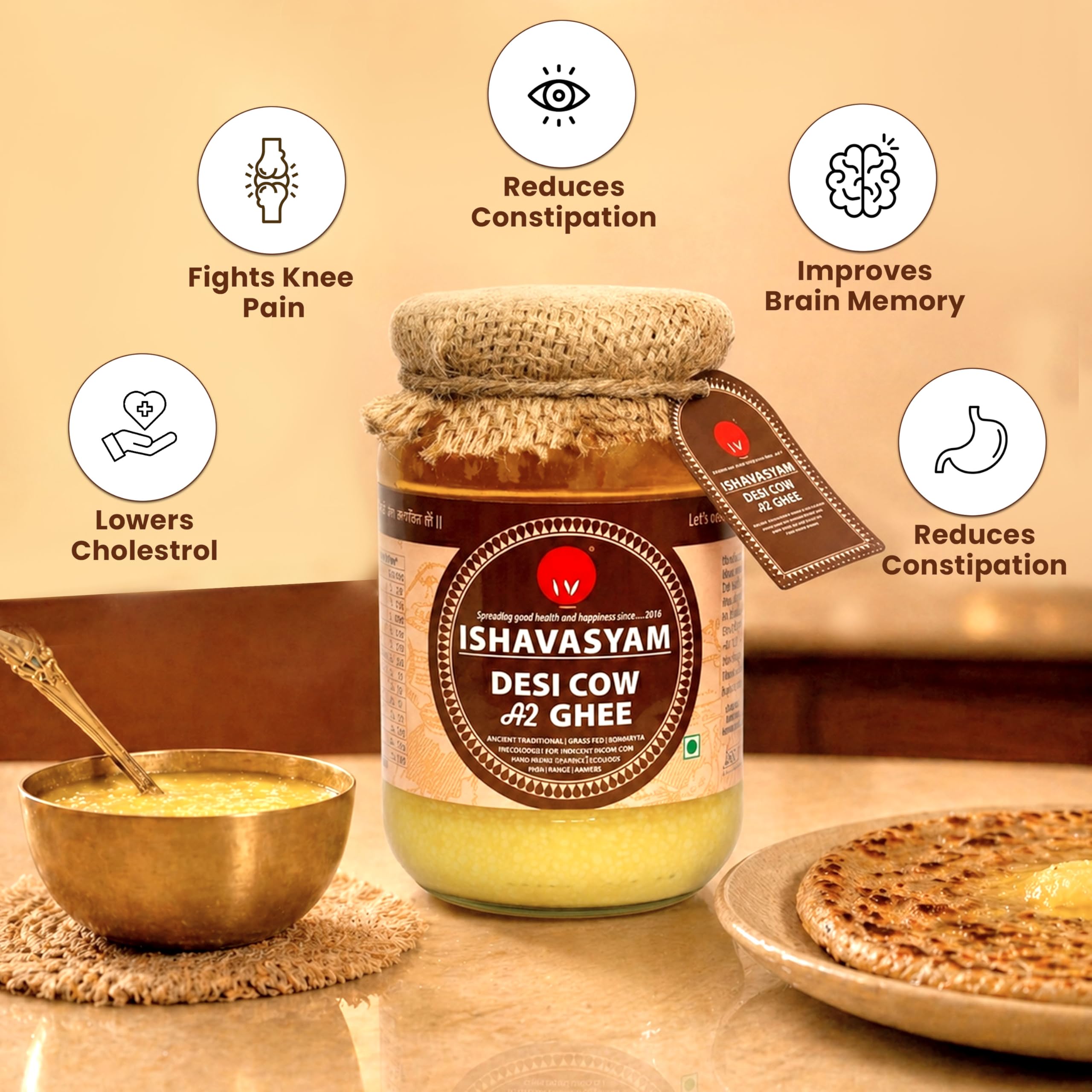 Isha Vasyam Ghee Ghee Desi Gir Cow's Vedic Traditional Ghee A2 Ghee de vaca, 500 ml