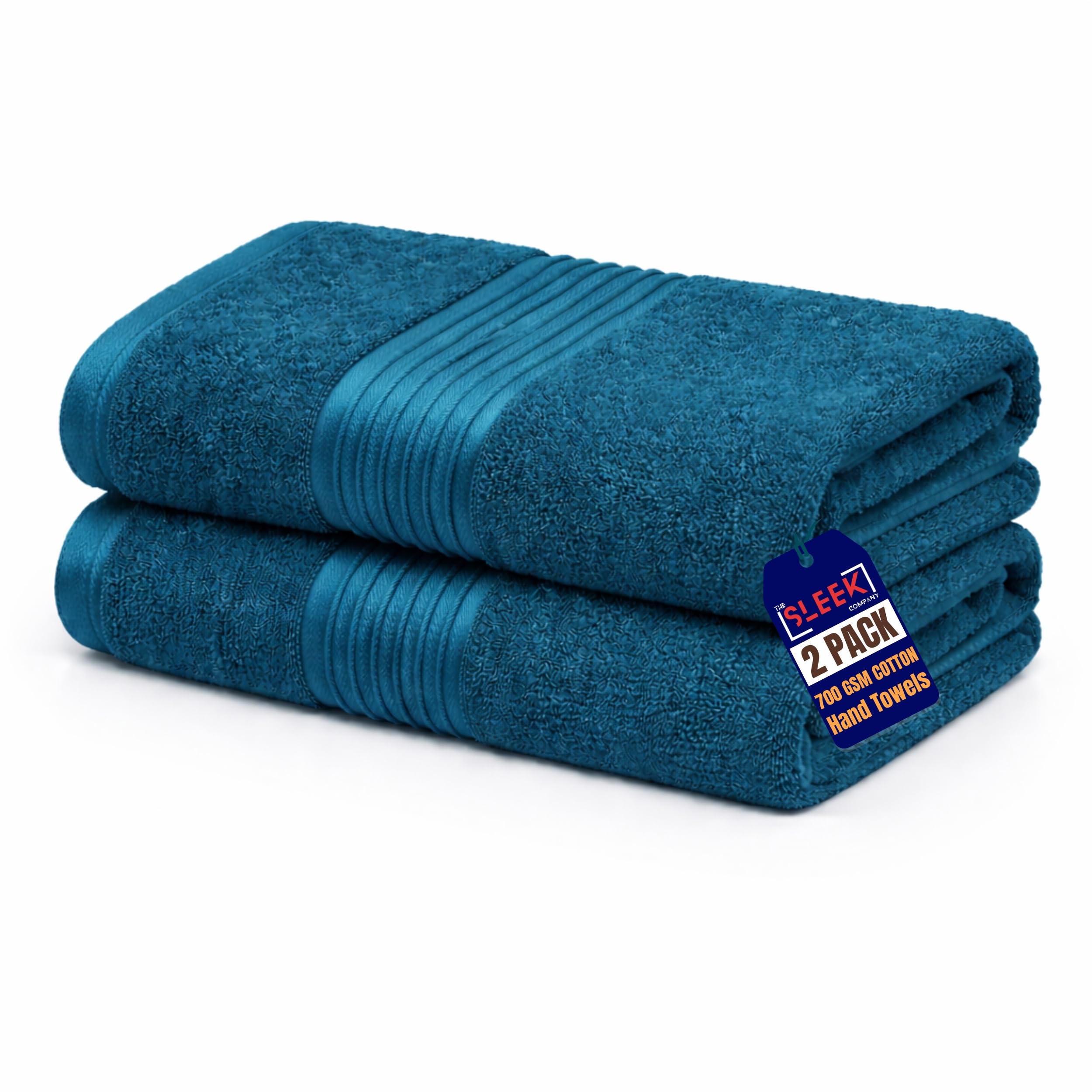 Premium Royal Egyptian Cotton Hand Towels (50x85cm) – Pack Of 2 – 700 GSM Soft & Absorbent Hand Towels For Bathroom – Hotel Spa Quality – Quick Dry Hand Towel for Home, Hotel & Guest Use (Blue Lagoon) — image 1