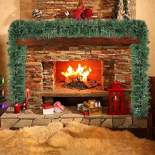 Miniatura 7 de Guirnalda verde de 10 a 66 pies, guirnalda de Navidad sintética para interiores y exteriores, decoración de vacaciones, vegetación artificial de