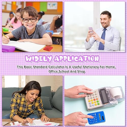 Miniatura 6 de LEIFIDE Paquete de 24 calculadoras de bolsillo, calculadora básica de 4 funciones, pantalla de 8 dígitos, funciona con pilas, para escritorio,