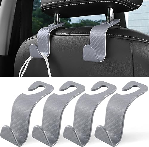 Miniatura 7 de LivTee Gancho para bolso de automóvil, gancho para reposacabezas para automóvil, paquete de 4 ganchos universales para reposacabezas de asiento de