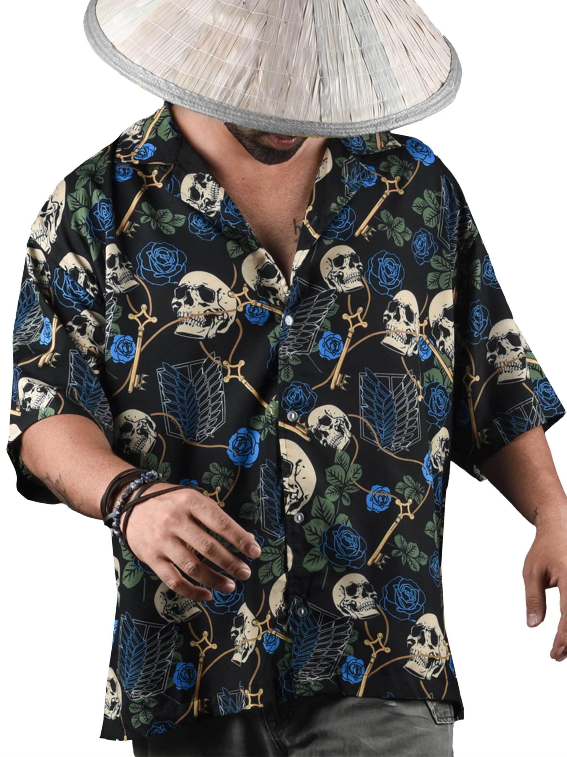 ComicSense.xyz Unisex Anime Shirts for Men and Women, Basement Printed Kimono Fit Hawaiian Shirt