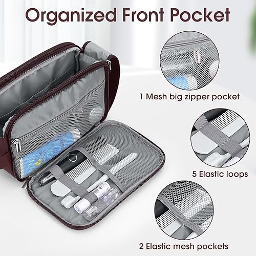 Miniatura 3 de Wedama Neceser de viaje para hombres, bolsa de aseo de viaje de mano, Marrón, M