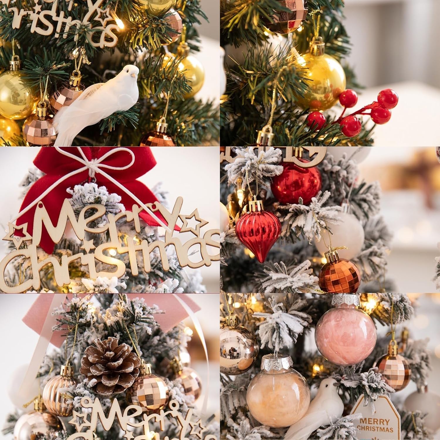 Mini Sapin de Noël Artificiel floqué de 61 cm, Sapin de Table avec décorations suspendues for la décoration de la Maison Pendant Les fêtes. Plantes artificielles(Grey)