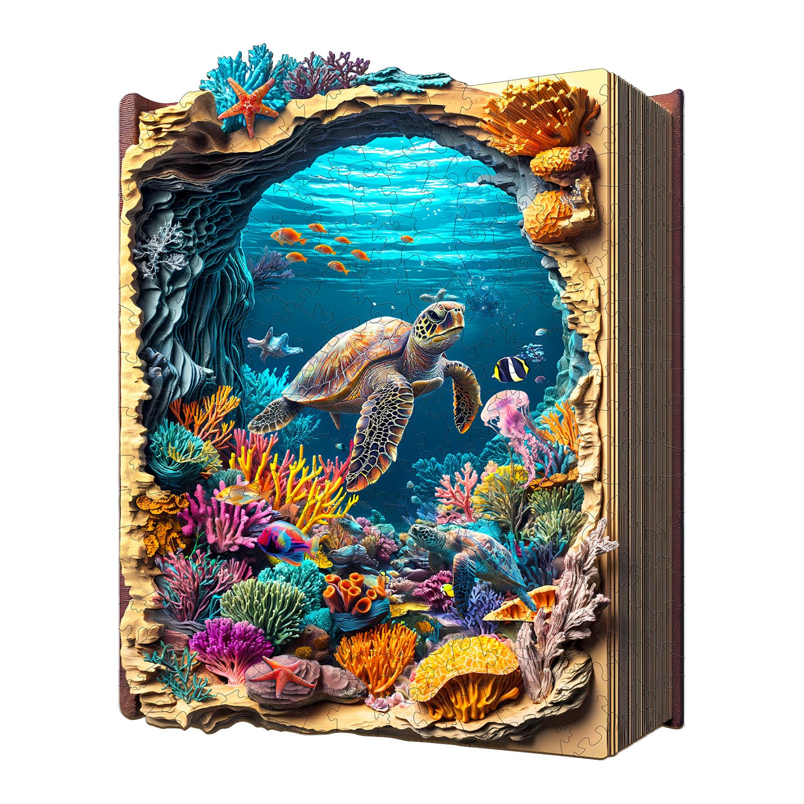 Holzpuzzles für Erwachsene - Schildkröten in Sea World | Holz puzzle Tierform, Wooden Puzzle mit Geschenkbox zum Verschenken (34 × 26.8 cm, 275 Teile)