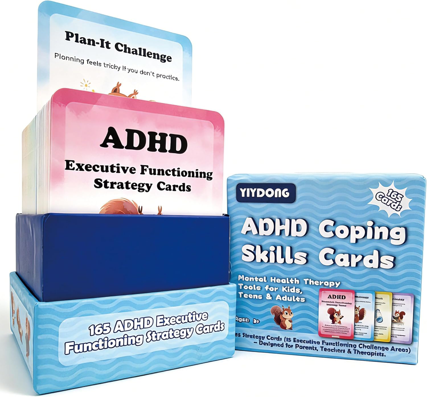 ADHD Coping Skills Cards - 165 ADHD Executive Functioning Strategy Cards Mental Health Therapy Tools for Kids, Teens & Adults