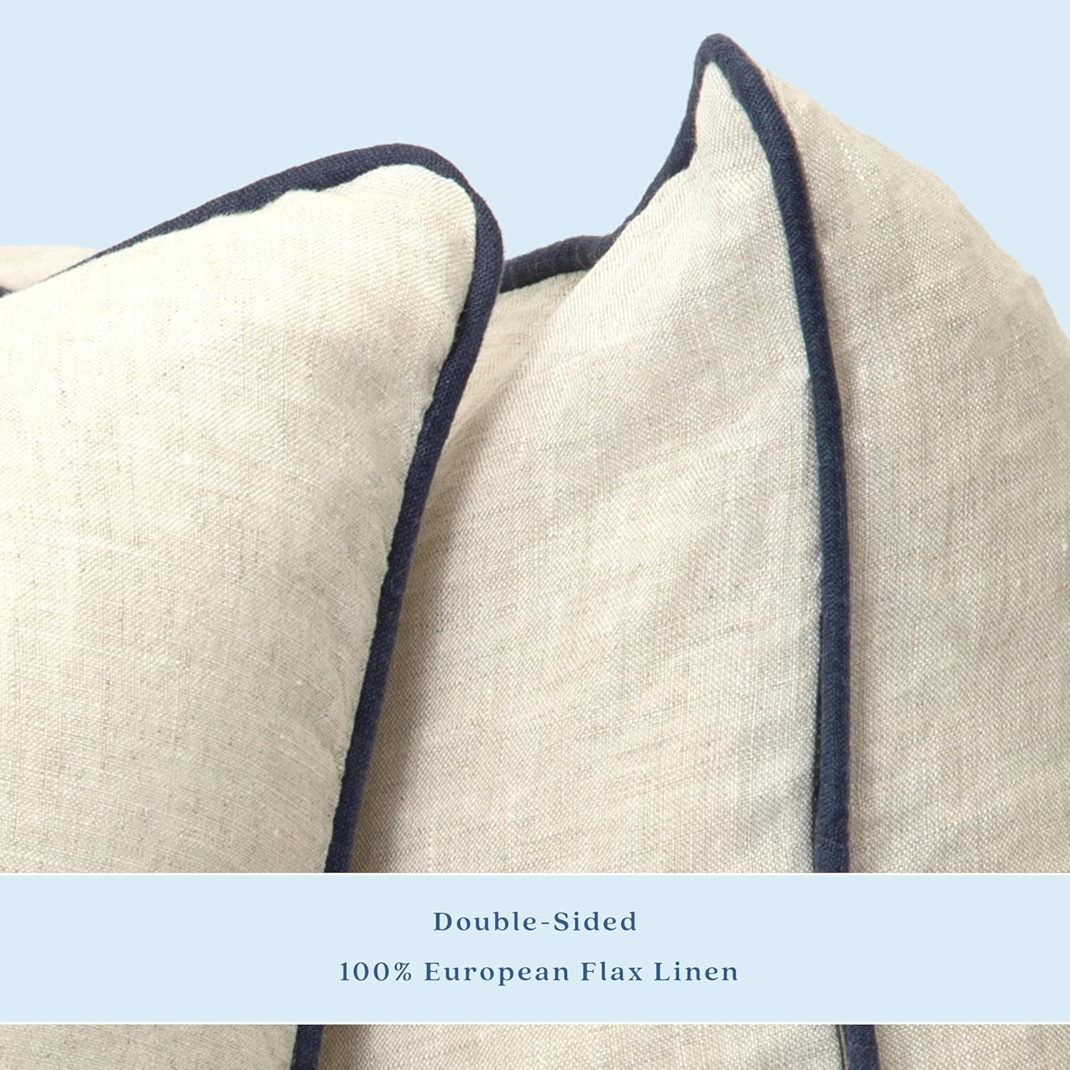 ELYN Linen Pillow Covers, Set of 2, Ultra Soft, Decorative Throw Pillow Covers, 18x18 inches, Made with 100% European Flax Linen, Perfect for Any Home, Living Room or Bedroom Décor (Light Green/Teal)