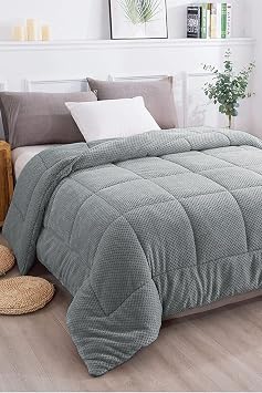 Wellsoft Ultra Yumu ak  ift Tarafl  Pelu  Yorgan  ift Ki ilik Y kanabilir 200x220 cm Gri