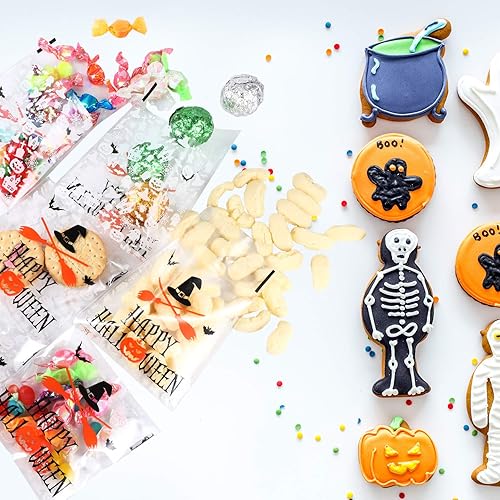 Miniatura 2 de 100 bolsas de golosinas de Halloween, bolsas transparentes autoadhesivas para caramelos, bolsas de plástico de celofán para galletas para recuerdos