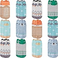 Vista 23 de Calcetines con Agarre Antideslizantes de Algodón para Bebés y Niños Pequeños, Niños y Niñas, Paquete de 12 Calcetines de Tobillo Lindos para Niños