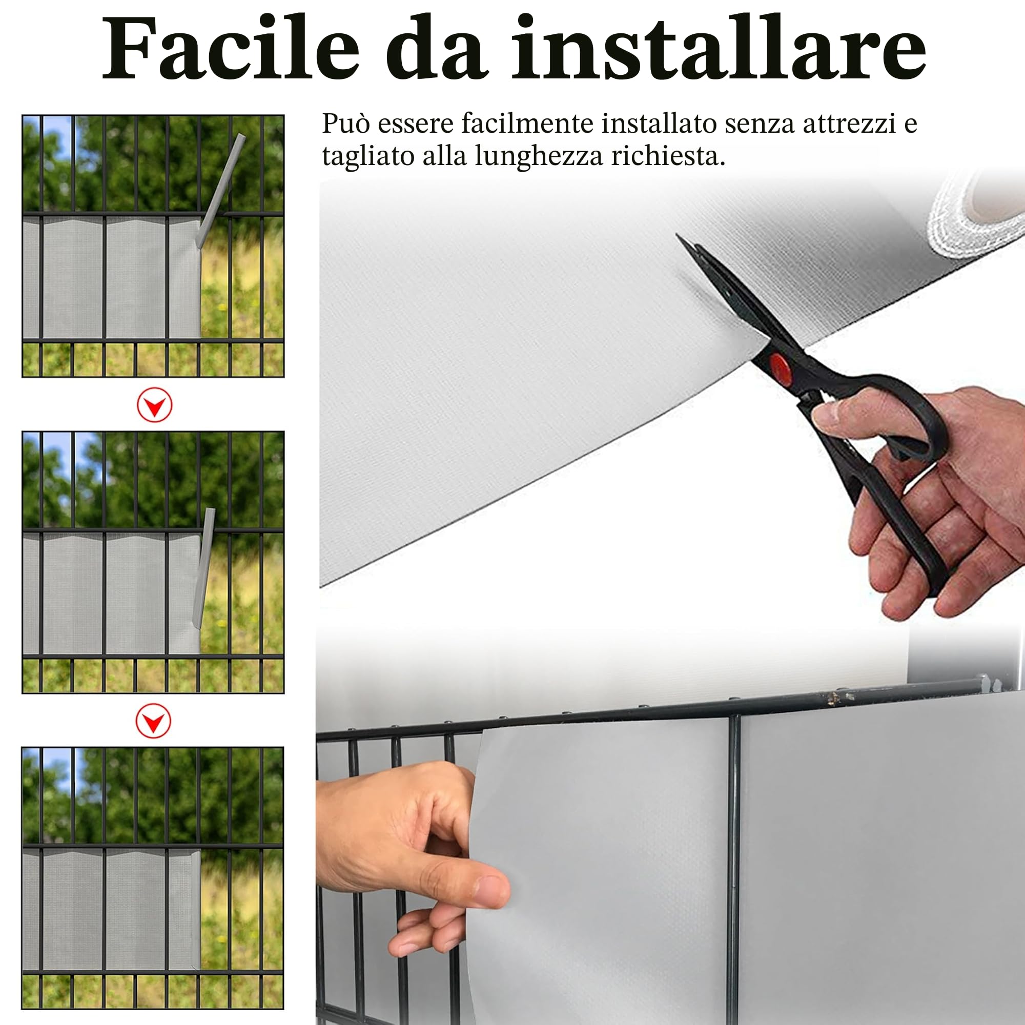 HENGMEI PVC Privacy Screen Strisce Privacy Screen Film Doppia Rete Metallica Recinzione 65m x 19 cm con 30 Pezzi Clip di Fissaggio Giardino Recinzione per Recinzione, Grigio