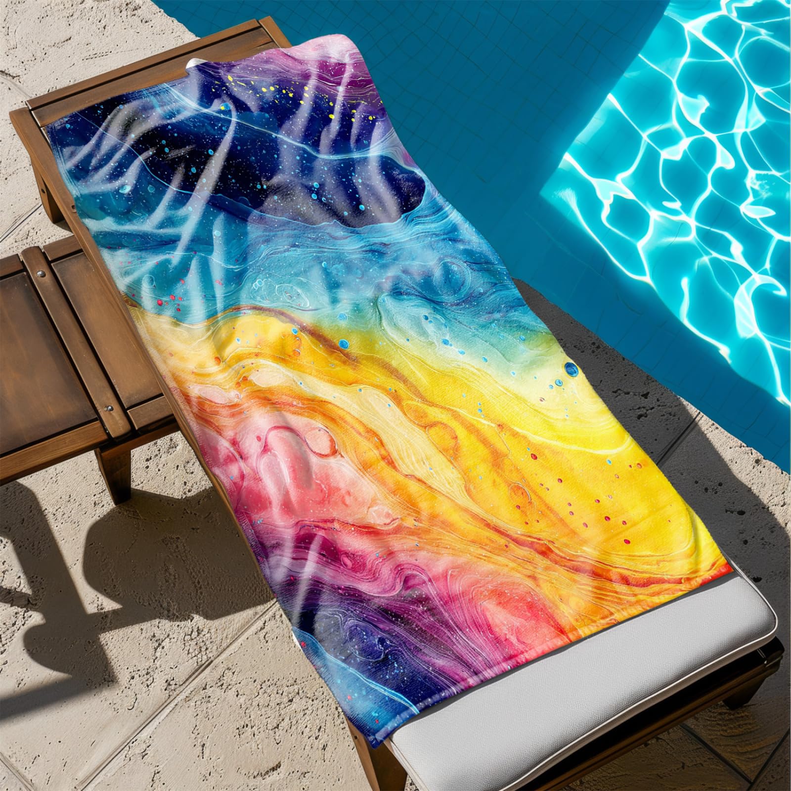 Generico Telo Mare Grande Astratto Giallo Blu | Microfibra Telo Mare Antisabbia Leggero Compatto Asciugatura Rapida Assorbente Per Piscina Bagno Lavabile Fino