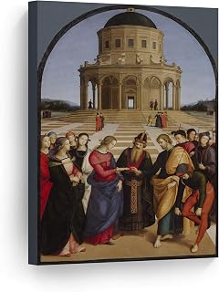 Smile Art Design The Marriage of the Virgin by Raphael Art Canvas Print Famous Fine Art Oil Painting Reproduction Canvas Wall Art Renaissance Art Home Decor Ready to Hang Made in the USA 36x24