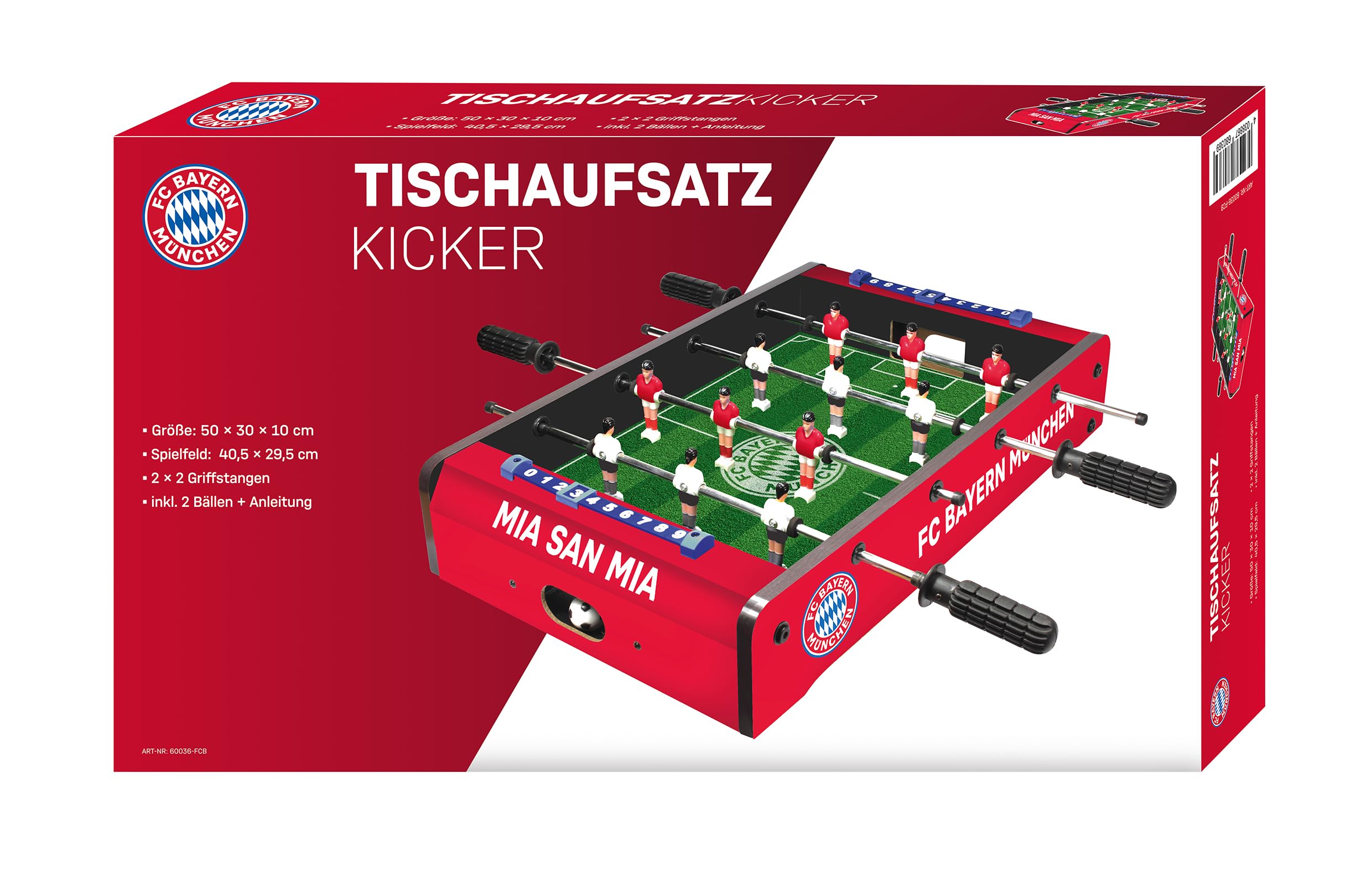 FC Bayern München Tischkicker Kinder - Offizieller Tischaufsatzkicker, kompakter und Leichter Mini-Kickertisch für Drinnen - Spielfeld 40,5 x 29,5 cm