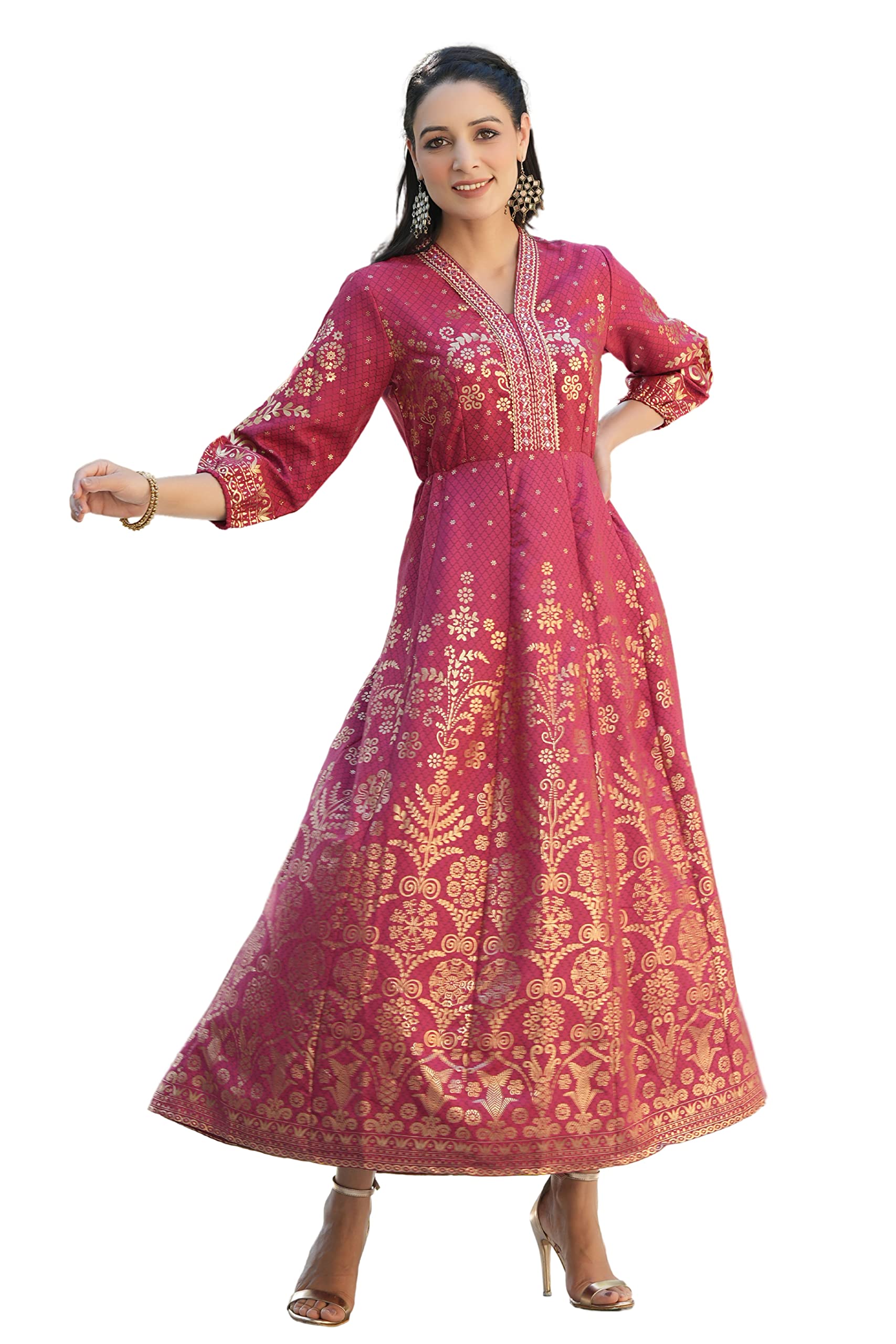 Women's Rayon Printed Anarkali Dress-image-3