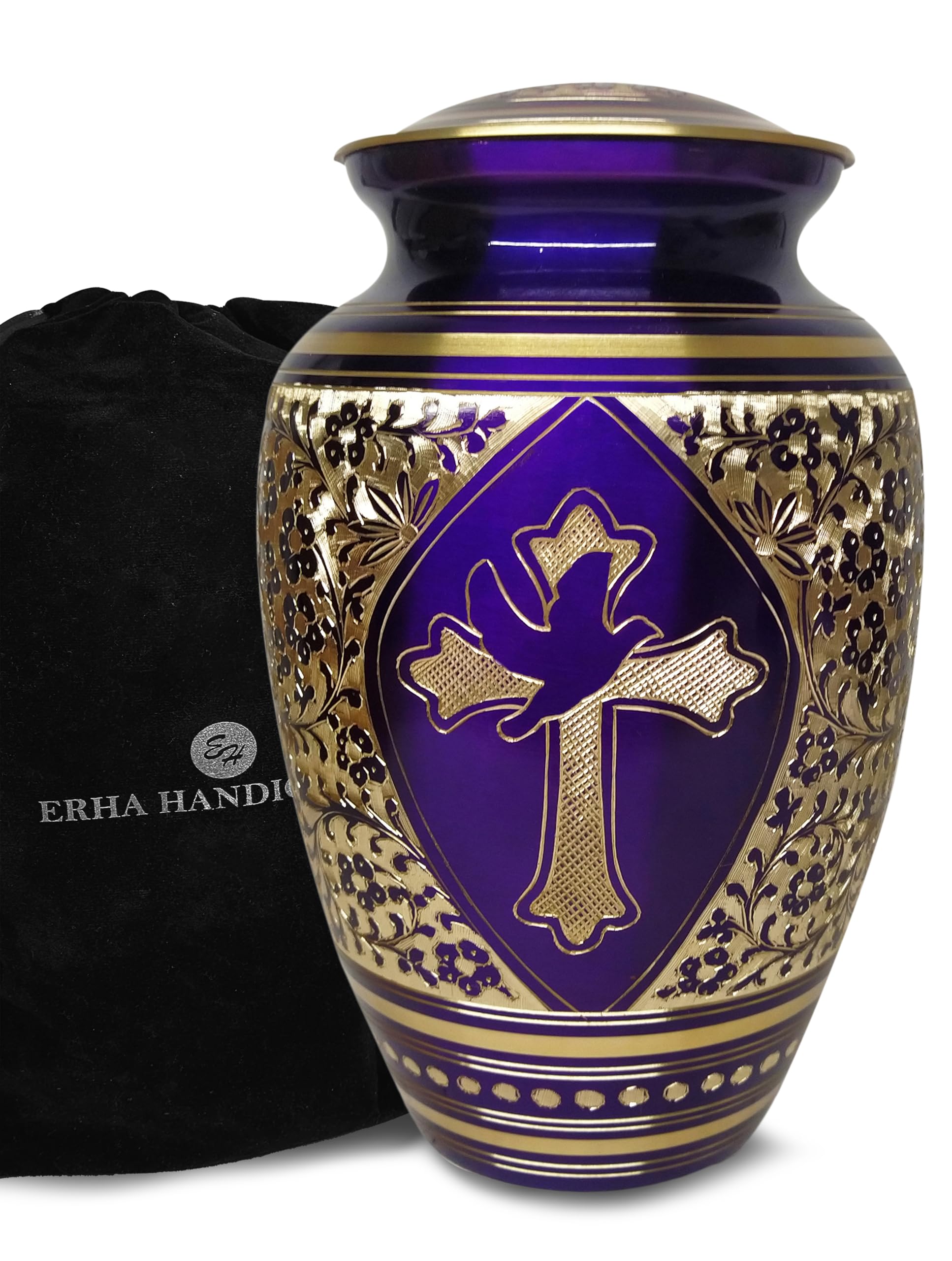 Gold Transcendent Cross Cremation Urns for Human Ashes Adult Male & Female, Funeral Cremation Urn, Mom & Dad Urn, Decorative Urn for Man & Women, 10