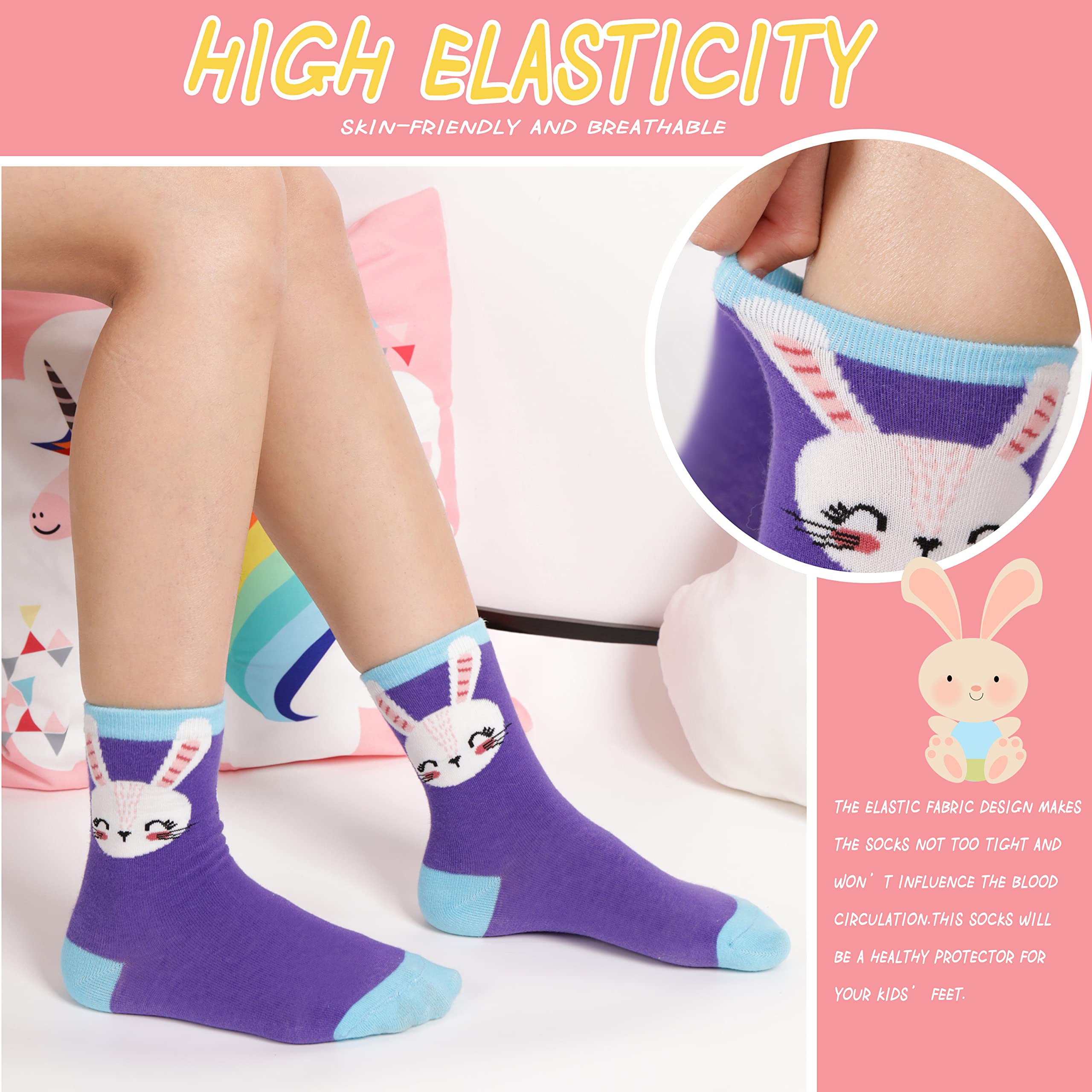 Calzini con unicorno, regalo per ragazze e bambini, simpatici animali divertenti, alla moda, divertenti, in morbido cotone, 6 paia