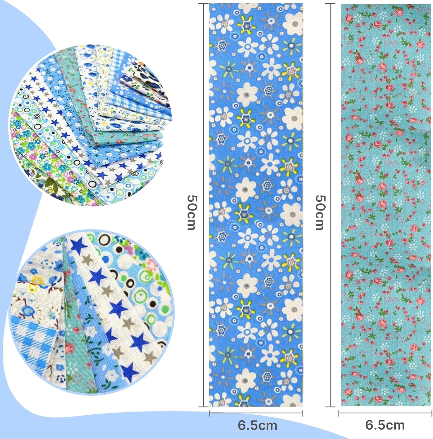 80 Pcs Jelly Roll Fabric Strips for Quilting, Sewing Supplies-2.6 Inch Precut Cotton Fabric Bundles, Perfect for Quilt Projects Blue