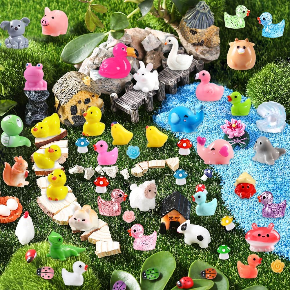 XIMISHOP 150PCS Mini Resin Animals,54 Styles Cute Tiny Small Resin Animals Little Miniature Plastic Animal Figurines for Micro Fairy Landscape Miniature Dollhouse Accessories - Image 3