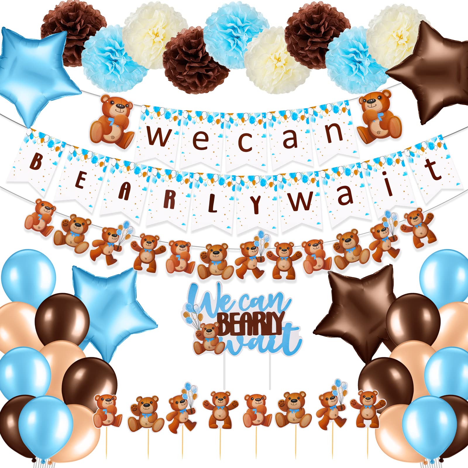 Buy 50 Pcs Bear Baby Shower Decorations Bear Theme Banner We Can Bearly