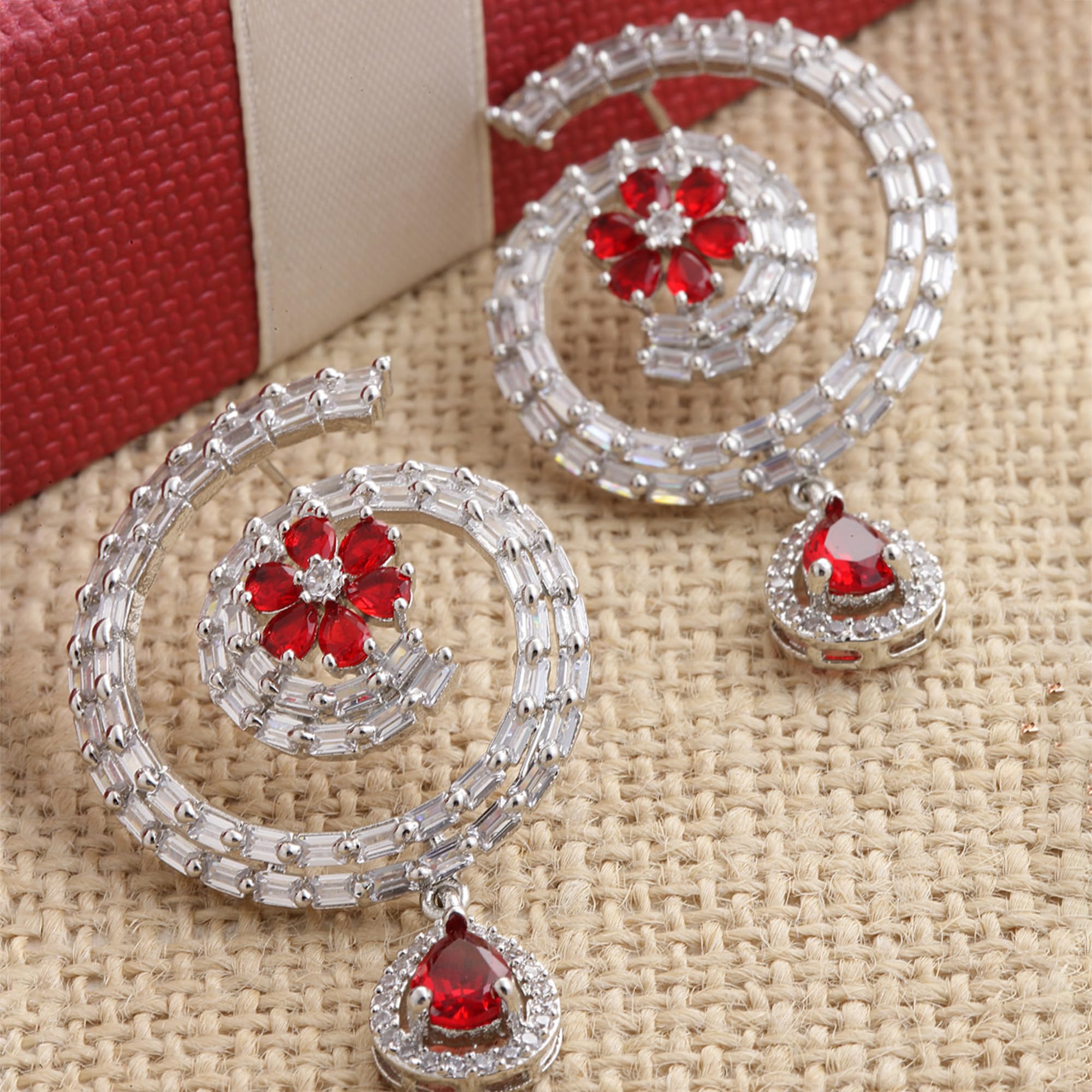 Rhodium-Plated Circular Hoop Earrings