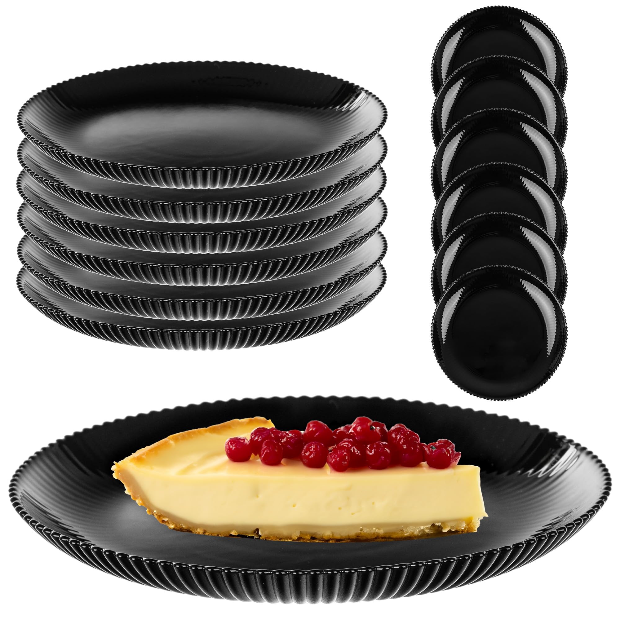 KADAX Piatti da dessert 19 cm in set da 6 piatti da colazione in vetro opalino, piatti piccoli per torte, dessert e colazione, lavabili in lavastoviglie (nero)