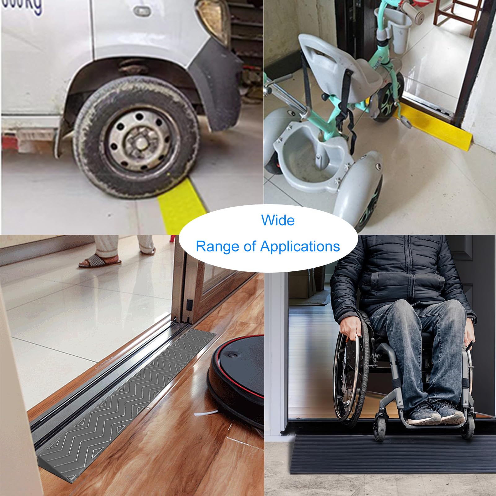 Negro,100 * 13 * 6 cm,Puerta Umbral Rampa, Acceso Umbral Rampas para Sillas De Ruedas para Barrer Robots Bicicletas Scooters Equipaje