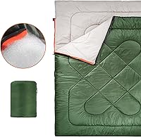 Vista 5 de Yaxa Basics - Saco de dormir para climas frescos de 40°F para dos personas, 87 pulgadas x 59 pulgadas, verde oliva