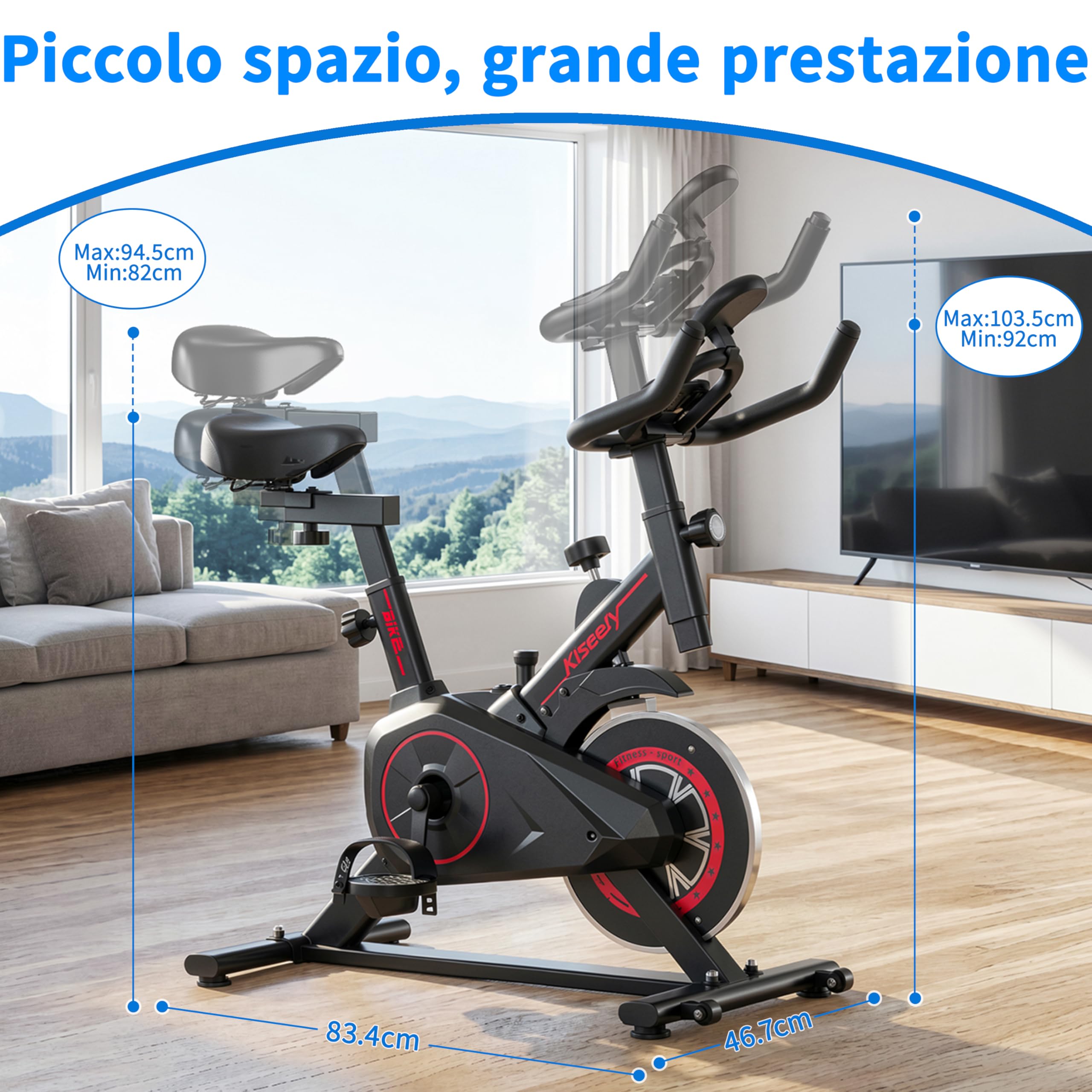 Cyclette da Casa, Cyclette per Casa con Resistenza Magnetica, Schermo LCD, Silenzio Salvaspazio Resistenza Regolabile Per Home Gym e Indoor Cycling Silenzioso