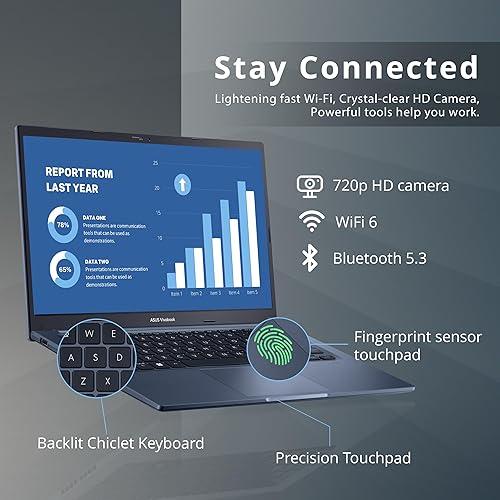 Miniatura 5 de ASUS Vivobook 14 14 pulgadas FHD portátil ligero, Intel Core i5 1240P, 16 GB de RAM, SSD de 512 GB, teclado retroiluminado, gráficos Iris Xe, cámara