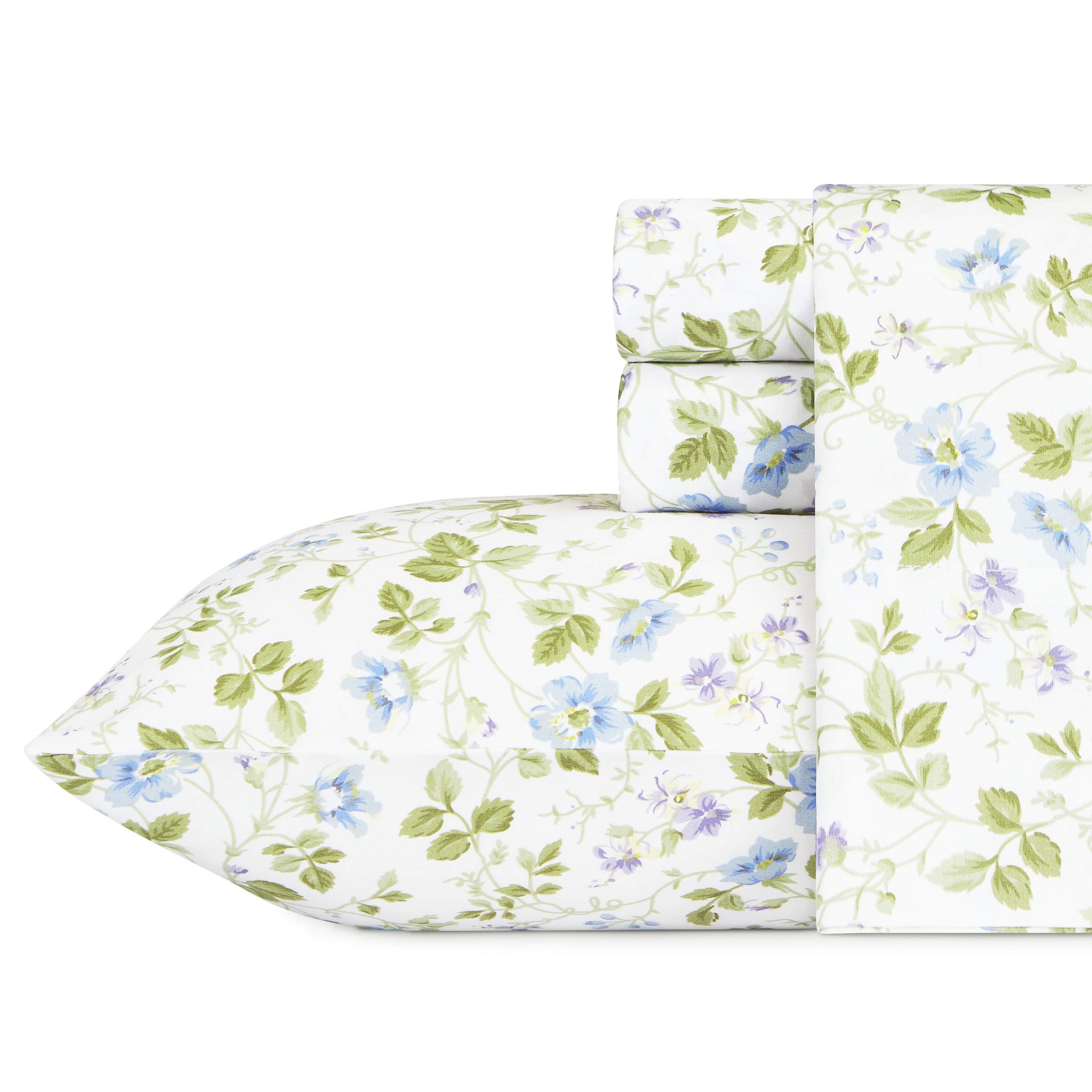 Laura Ashley 220486 Spring Bloom Wildflower Sheet Set, Queen, Blue
