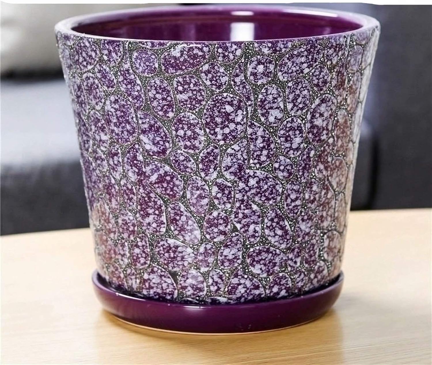 Large Purple Flower Pots Outdoor Indoor Garden Planters,Succulent Flower Pot Plant Container, Desktop Bonsai Container Decoration, gengx111potfl-13, Bo-purple 3
