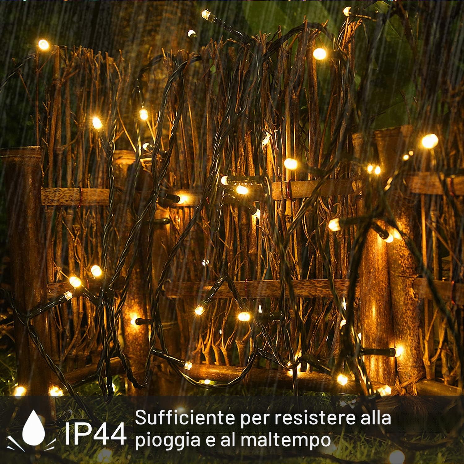 UISEBRT Catena Luminosa esterno interno 100m - Decorazione per Halloween, Natale, Pasqua, Matrimonio, Festa, con 8 modalità di luce, impermeabile IP44 (100m 1000LED, Bianco caldo)