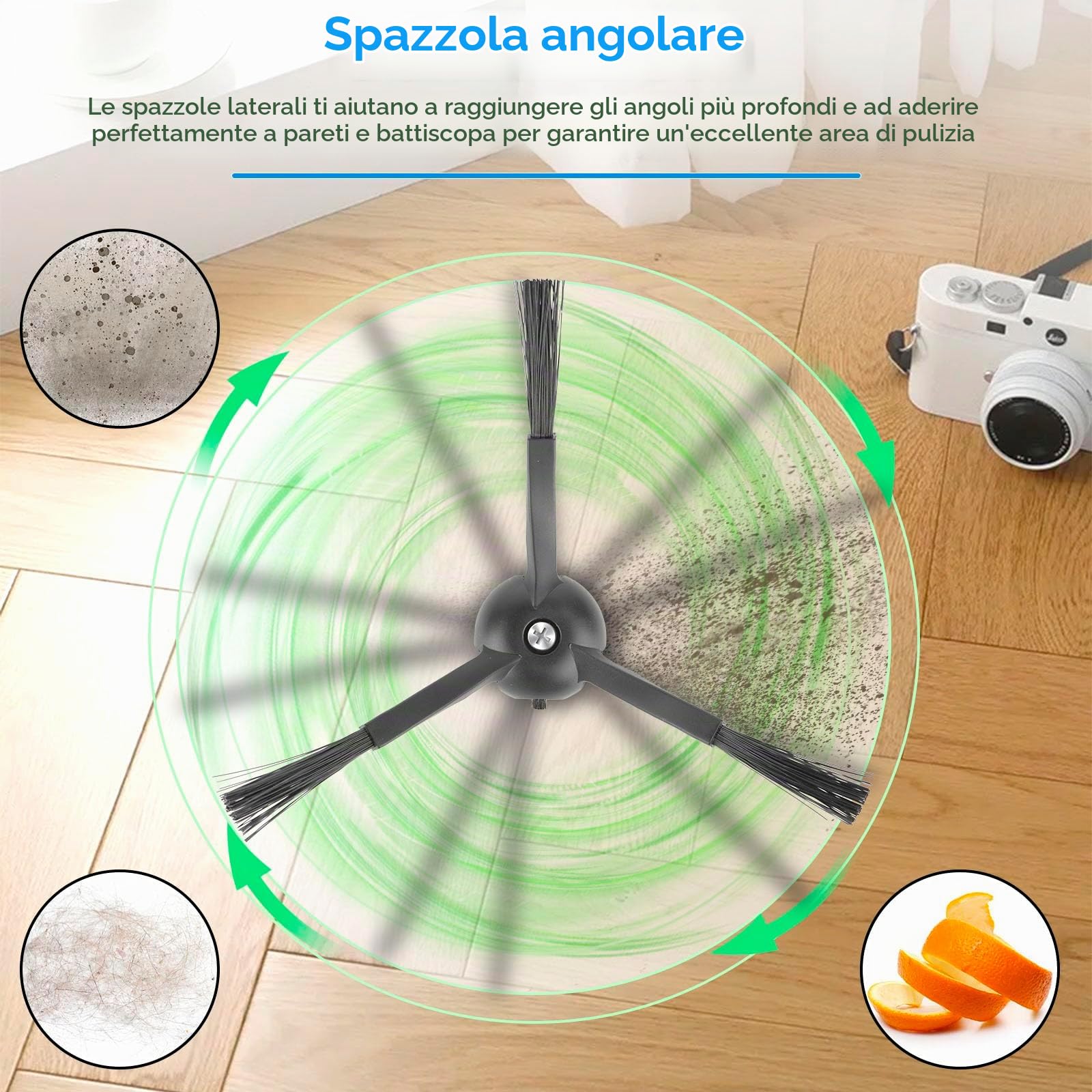(8 Pezzi) Spazzole laterali per Roborock S8 MaxV Ultra, S8 Max Ultra, QRevo, Qrevo Pro, Qrevo S, Qrevo Master, S8 Pro Ultra, S7 MaxV Ultra, Q7 Max, Q5 Pro+, S8, S7 Series, E Series S4 S5 S6